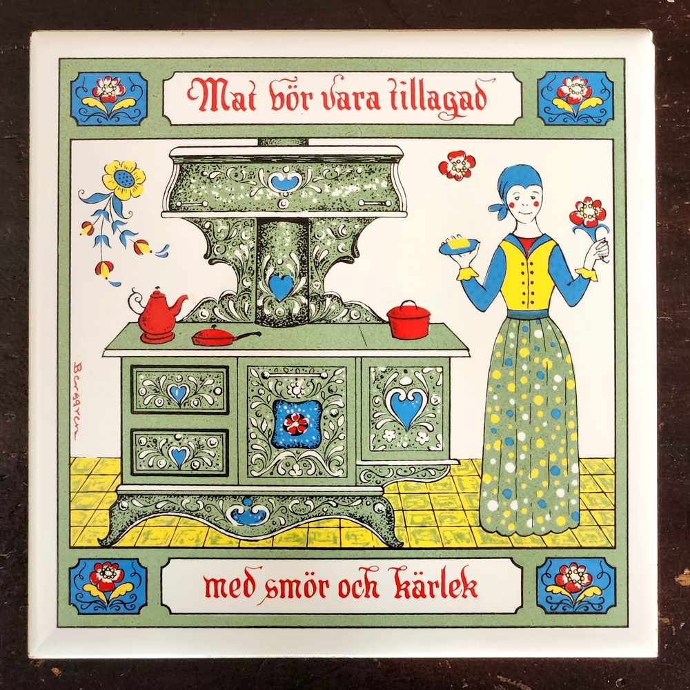 Vintage Berggren Scandanavian Decorative Tile Trivet Design 137 Butter And Love